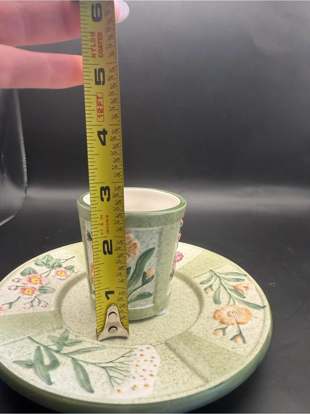 Yankee Candle Botanical Ceramic Plate & Votive Holder Set Floral Green